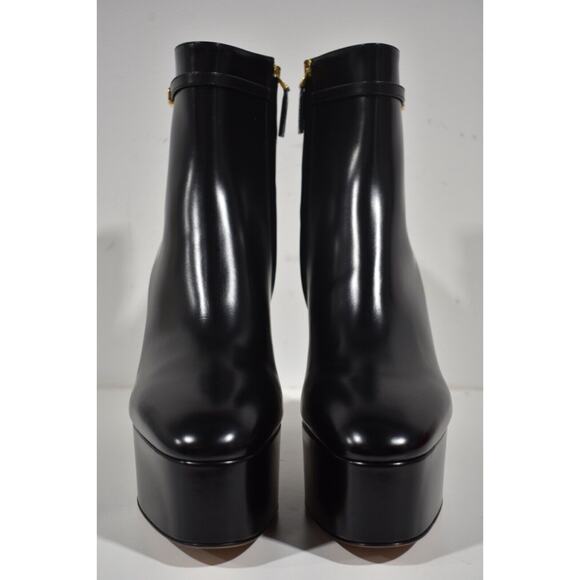 Valentino Tan-go 120 Black Leather Short Ankle Block Heel Platform Boot 41.5 - Picture 5 of 12